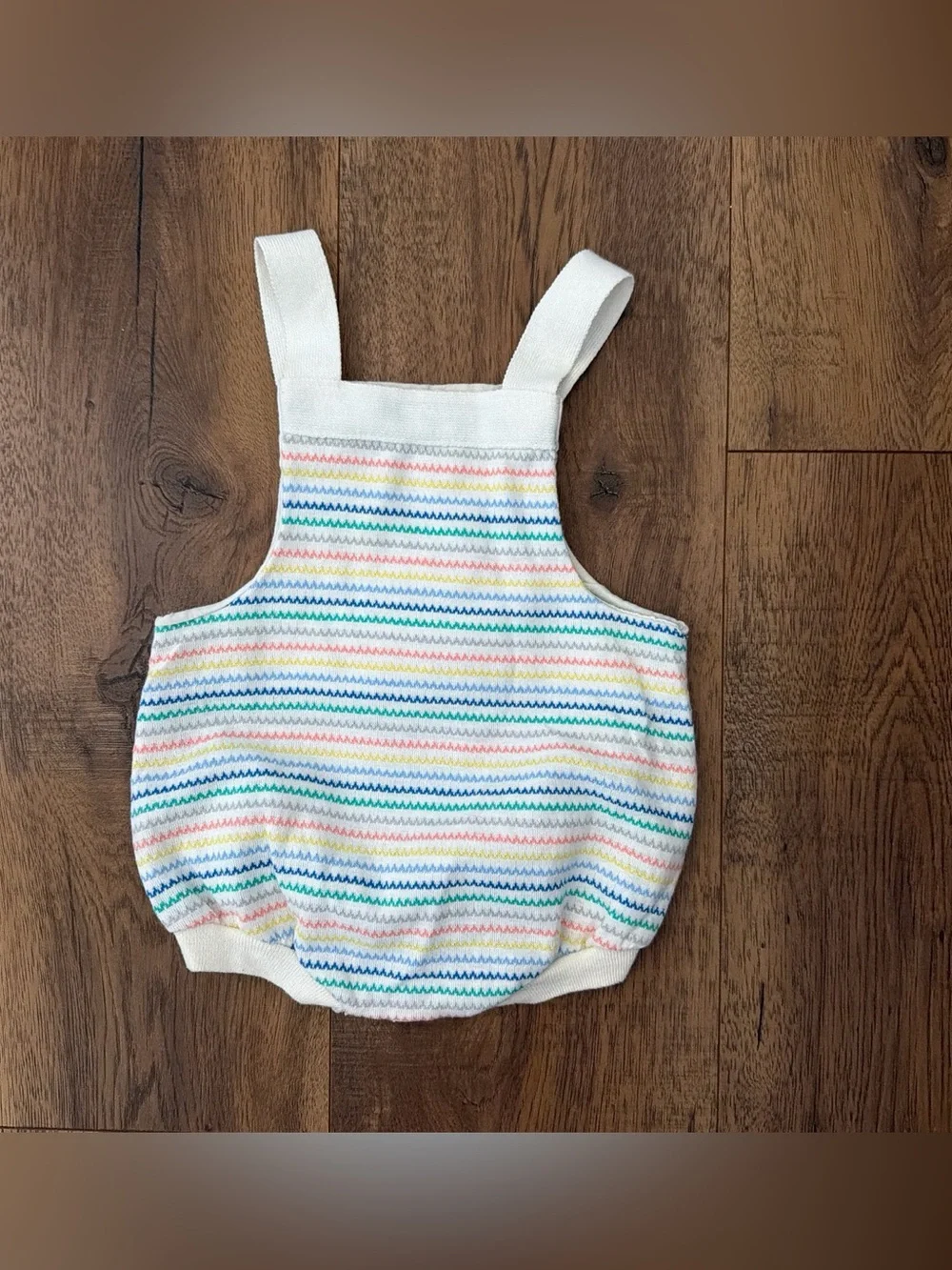 Vintage Baby Bunny Stripe Romper in Pastel Multicolor Stripes